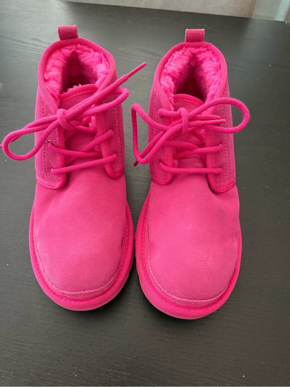 UGG Hot Pink Lace-Up Fleece-Lined Booties